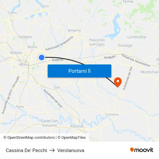 Cassina De' Pecchi to Verolanuova map