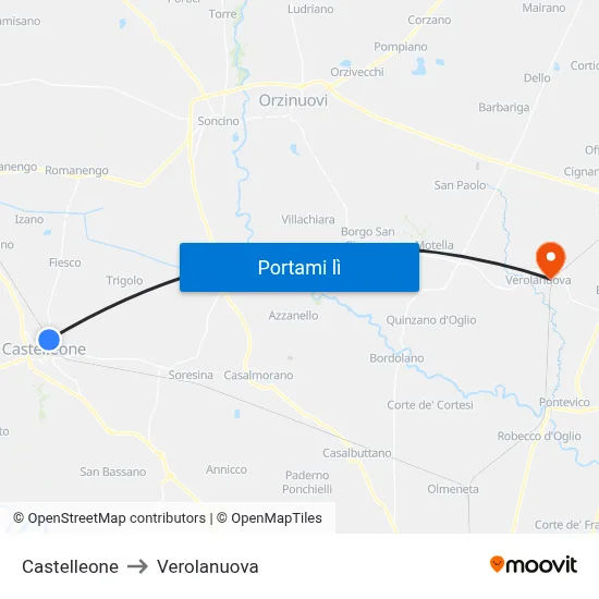 Castelleone to Verolanuova map