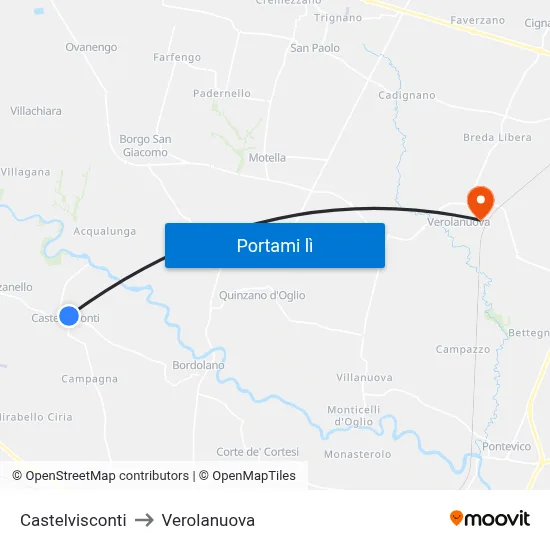 Castelvisconti to Verolanuova map