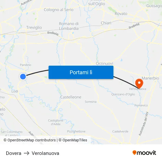 Dovera to Verolanuova map
