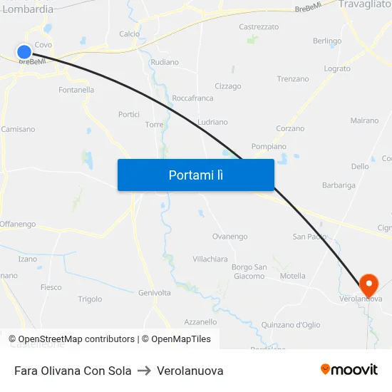 Fara Olivana Con Sola to Verolanuova map