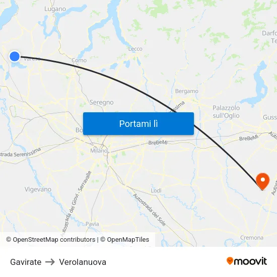 Gavirate to Verolanuova map