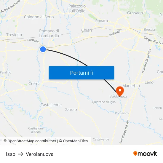 Isso to Verolanuova map