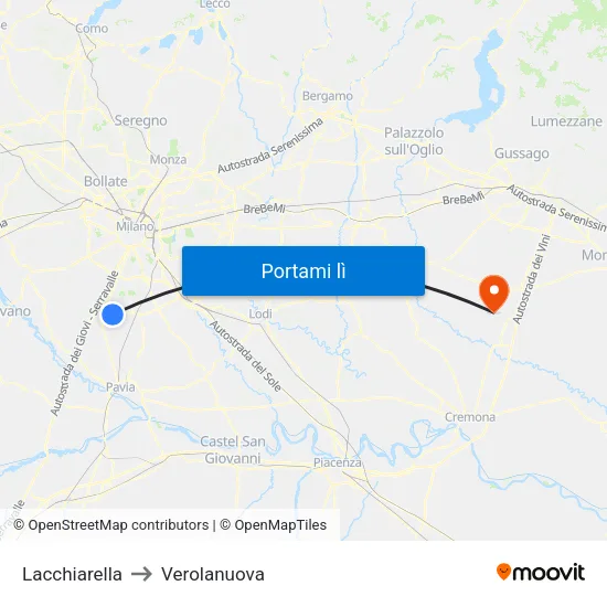 Lacchiarella to Verolanuova map