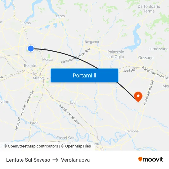 Lentate Sul Seveso to Verolanuova map