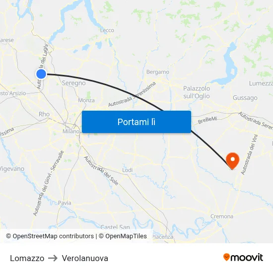 Lomazzo to Verolanuova map