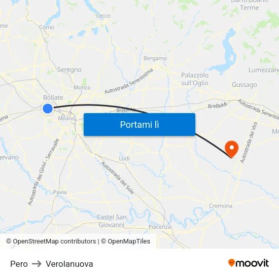 Pero to Verolanuova map