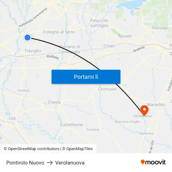 Pontirolo Nuovo to Verolanuova map