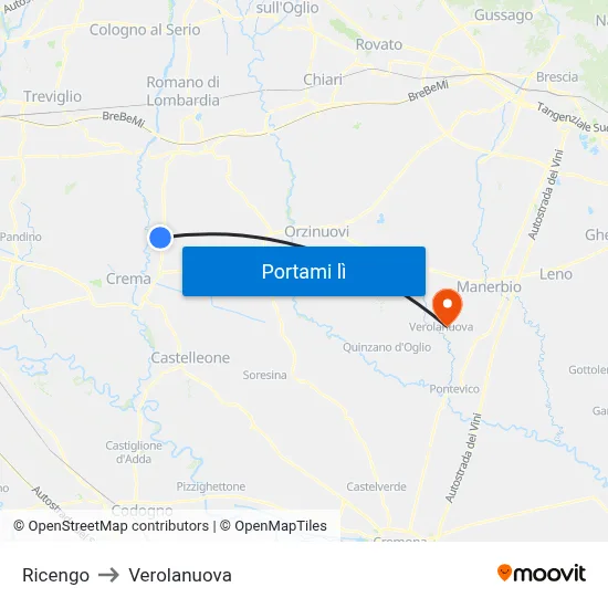 Ricengo to Verolanuova map