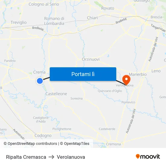 Ripalta Cremasca to Verolanuova map