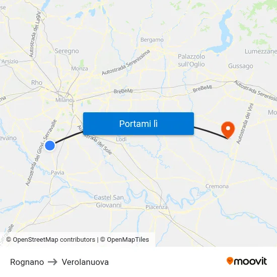 Rognano to Verolanuova map