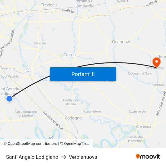 Sant' Angelo Lodigiano to Verolanuova map