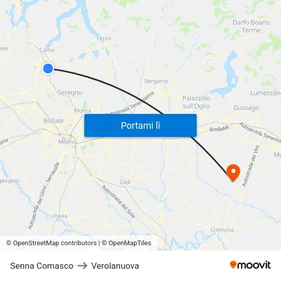 Senna Comasco to Verolanuova map