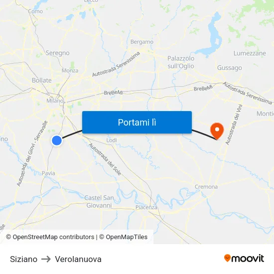Siziano to Verolanuova map