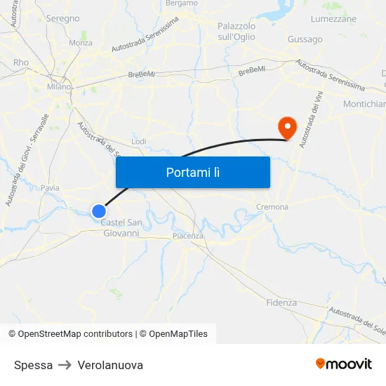 Spessa to Verolanuova map