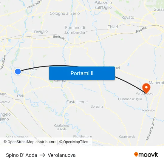 Spino D' Adda to Verolanuova map