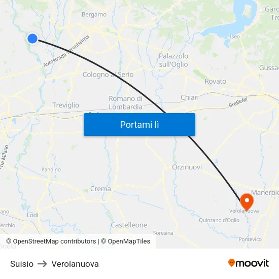 Suisio to Verolanuova map