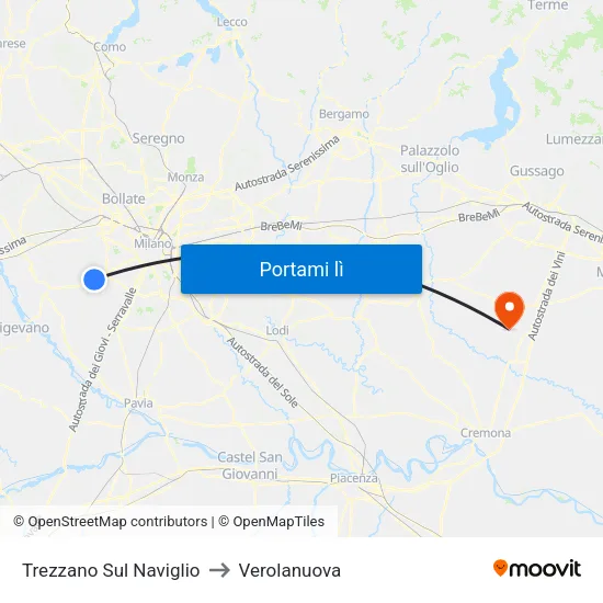 Trezzano Sul Naviglio to Verolanuova map