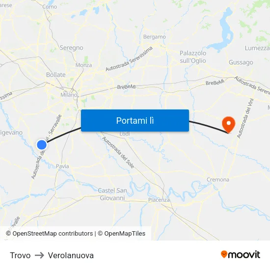 Trovo to Verolanuova map