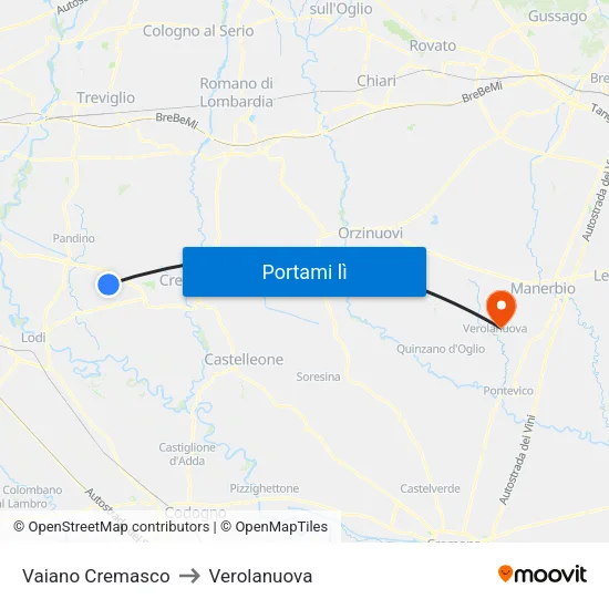 Vaiano Cremasco to Verolanuova map