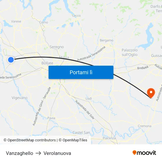Vanzaghello to Verolanuova map