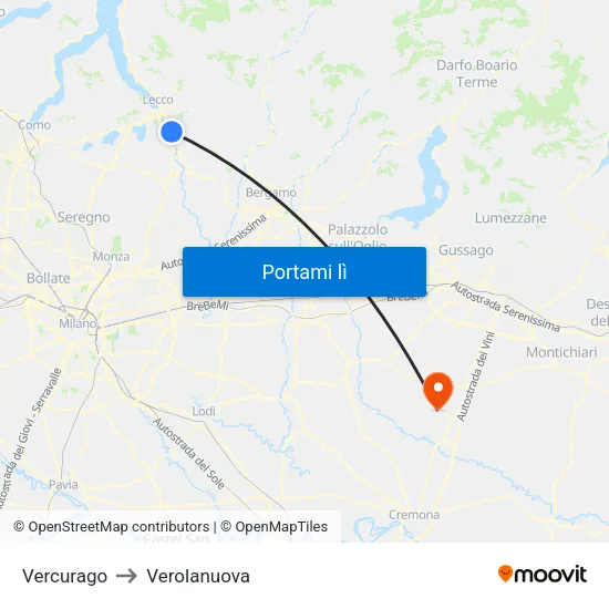 Vercurago to Verolanuova map