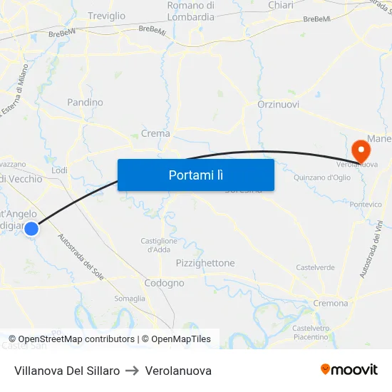 Villanova Del Sillaro to Verolanuova map
