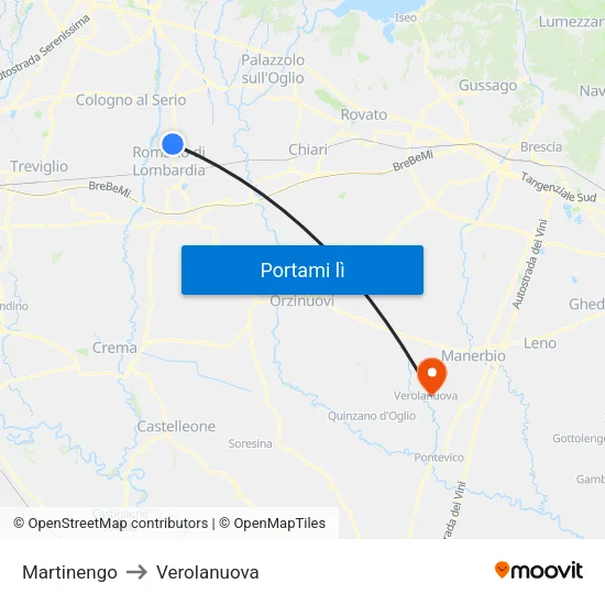 Martinengo to Verolanuova map