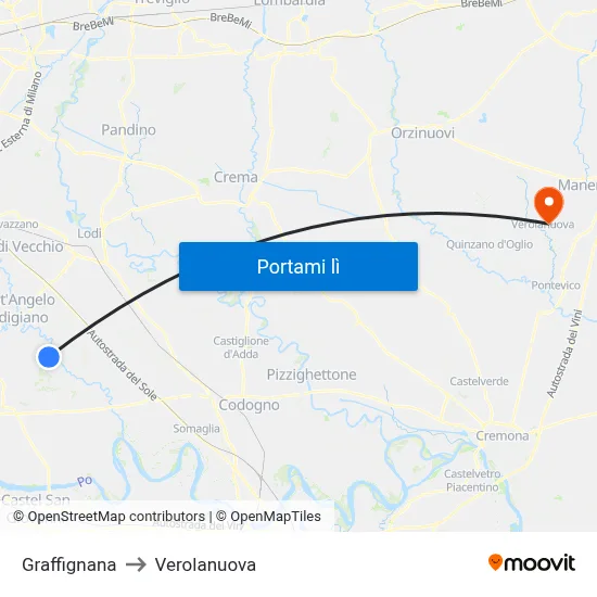 Graffignana to Verolanuova map