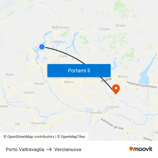 Porto Valtravaglia to Verolanuova map