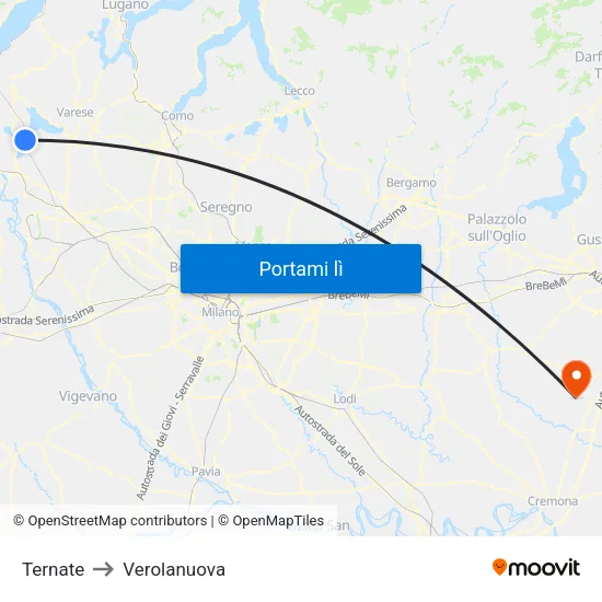 Ternate to Verolanuova map