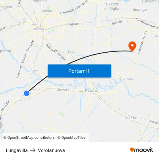 Lungavilla to Verolanuova map