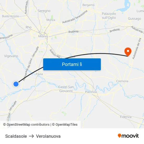 Scaldasole to Verolanuova map