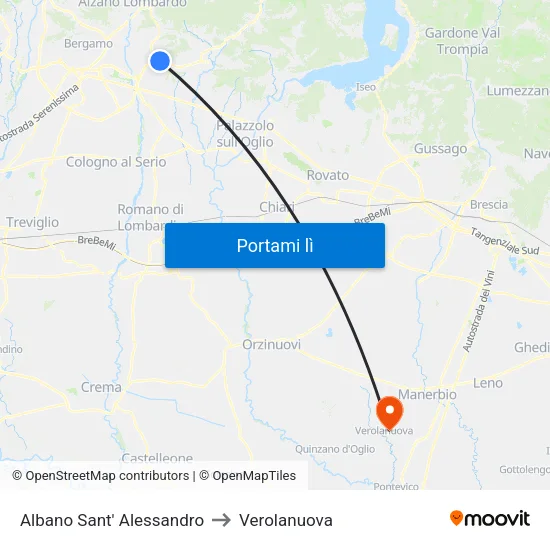 Albano Sant' Alessandro to Verolanuova map