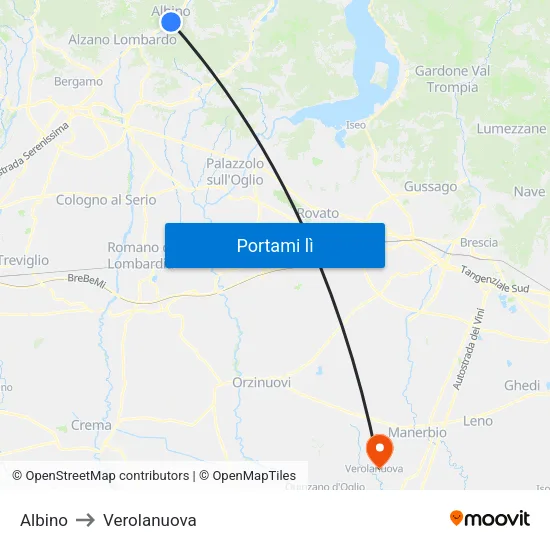Albino to Verolanuova map
