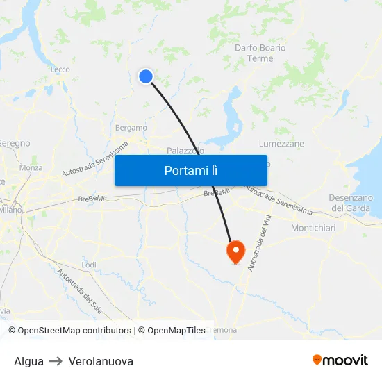 Algua to Verolanuova map