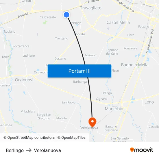 Berlingo to Verolanuova map