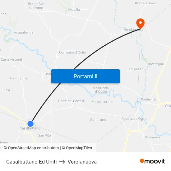 Casalbuttano Ed Uniti to Verolanuova map