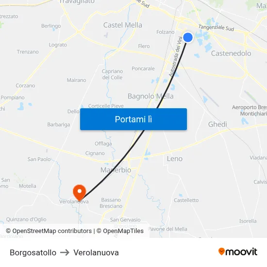 Borgosatollo to Verolanuova map