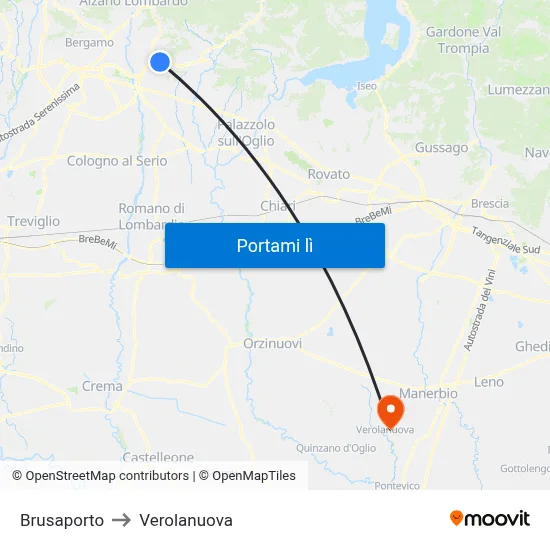 Brusaporto to Verolanuova map