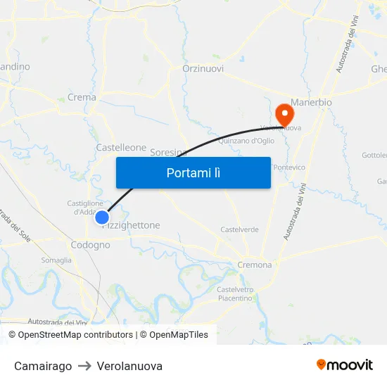 Camairago to Verolanuova map