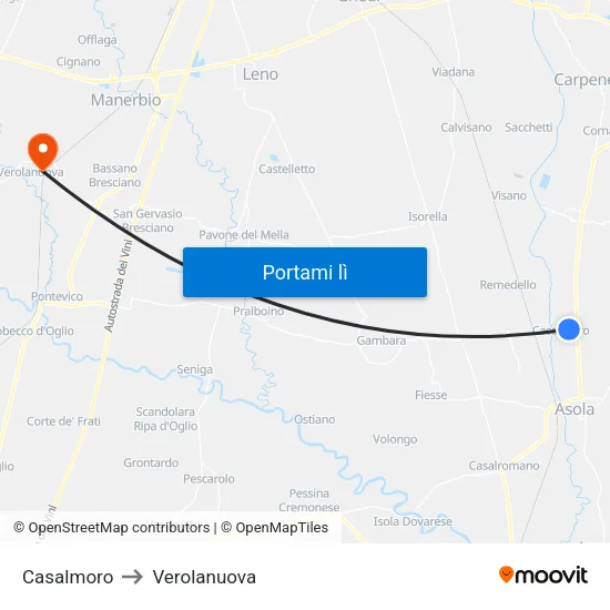 Casalmoro to Verolanuova map