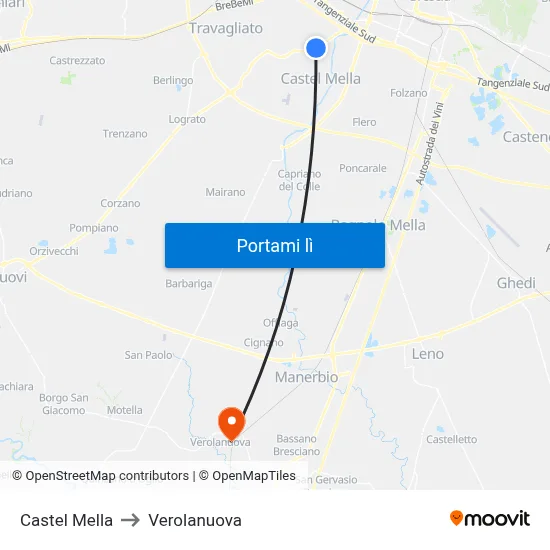 Castel Mella to Verolanuova map