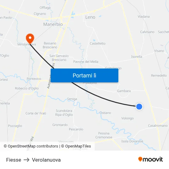 Fiesse to Verolanuova map