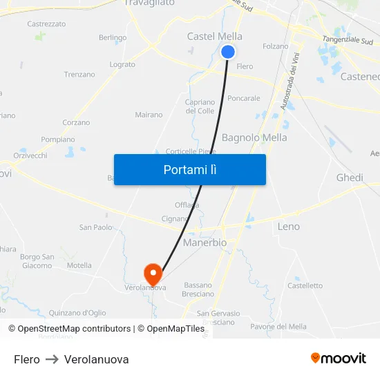 Flero to Verolanuova map