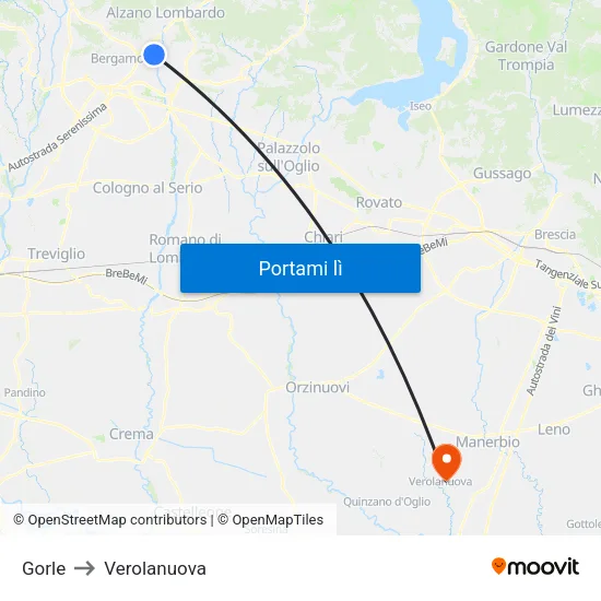 Gorle to Verolanuova map