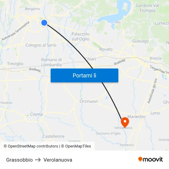 Grassobbio to Verolanuova map