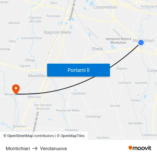 Montichiari to Verolanuova map