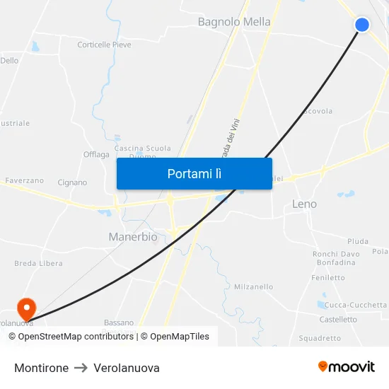 Montirone to Verolanuova map
