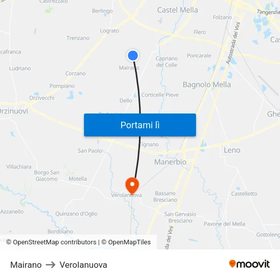 Mairano to Verolanuova map